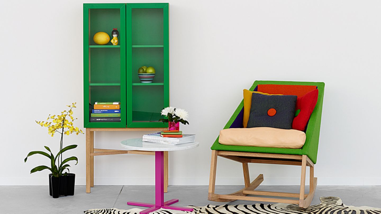 Schaukelstuhl "Joy" mit Leder oder Stoffbezug - [SCHÖNER WOHNEN]