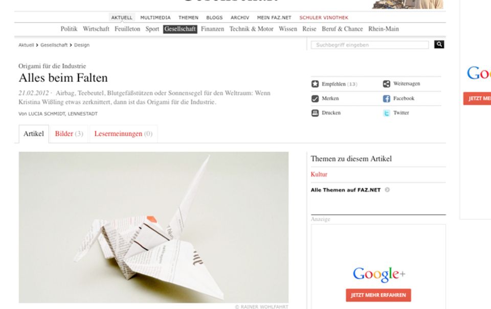 Origami in Industrie- und Produktdesign