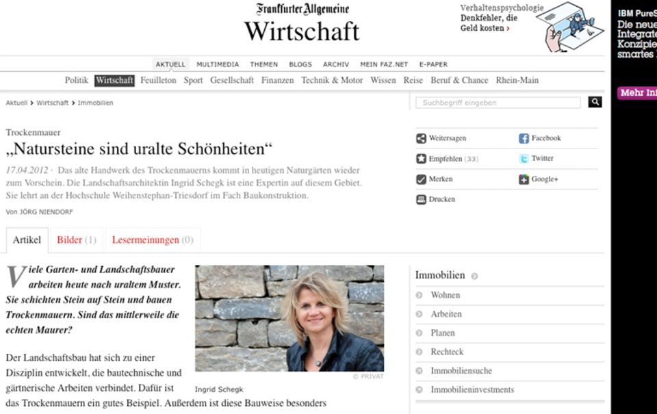 Landschaftsarchitektin über Trockenmauer im Naturgarten Landschaftsarchitektin über Trockenmauer im Naturgarten