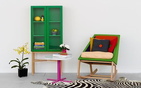 Schaukelstuhl "Joy" mit Leder oder Stoffbezug - [SCHÖNER WOHNEN]