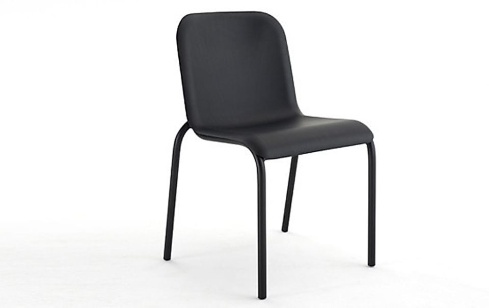 Stapelbarer Stuhl "Buzz" aus Furnier und Aluminium Stapelbarer Stuhl "Buzz" aus Furnier und Aluminium