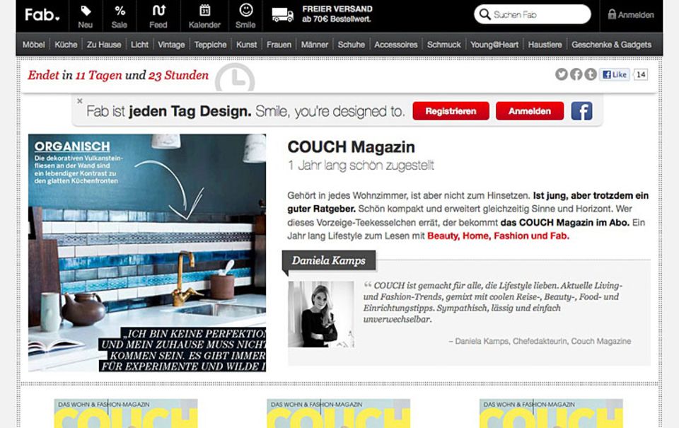 COUCH Pop-Up-Store bei "Fab.com" COUCH Pop-Up-Store bei "Fab.com"