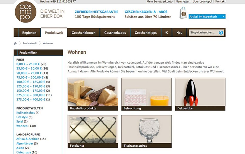 Online-Shop "cosmopol-shop.com" für Cosmopoliten Online-Shop "cosmopol-shop.com" für Cosmopoliten