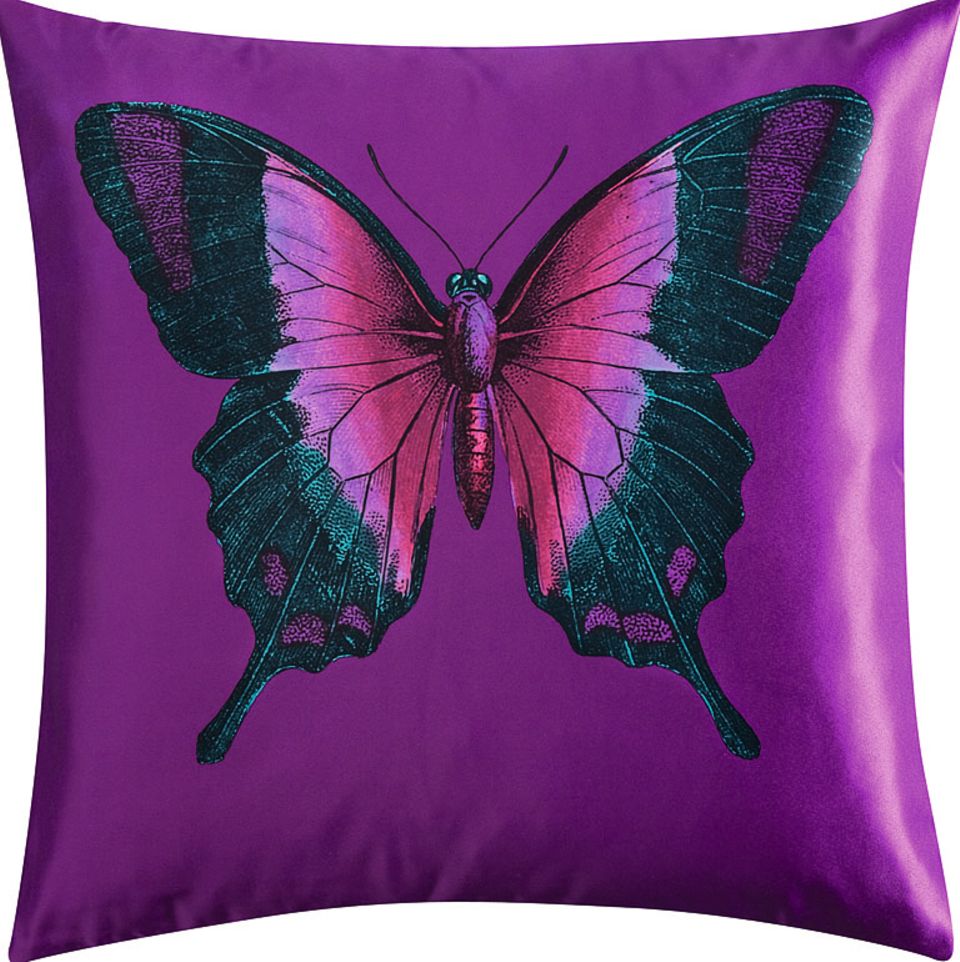 Schimmernder Kissenbezug mit Schmetterlings-Print - [SCHÖNER WOHNEN]
