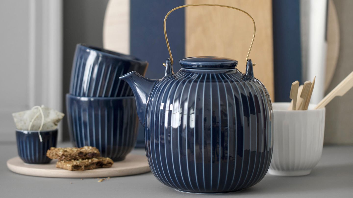 HVH Porzellan-Teekanne Mit Edelstahlsieb – Für 6 Tassen, Bauernhausstil, Spülmaschinengeeignet