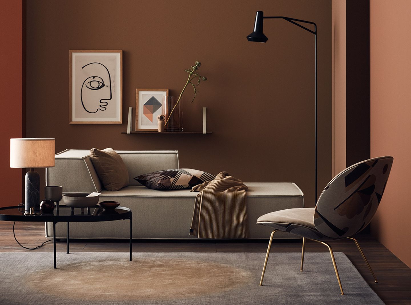 Wohnzimmer in Braun