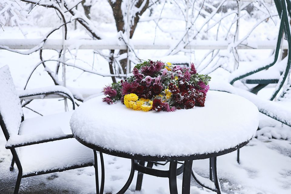 Garten winterfest machen: Gartenmöbel unterstellen oder dekorieren