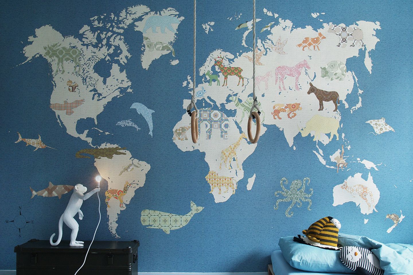 Weltkarte als Wandtattoo fürs Kinderzimmer – von Inke.nl