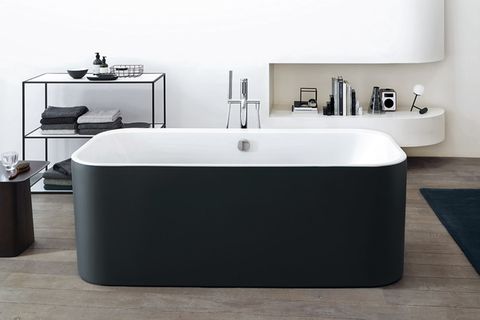 Freistehende Badewanne "Happy D.2 Plus" zweifarbig mit mattem Finish in Anthrazit von Duravit