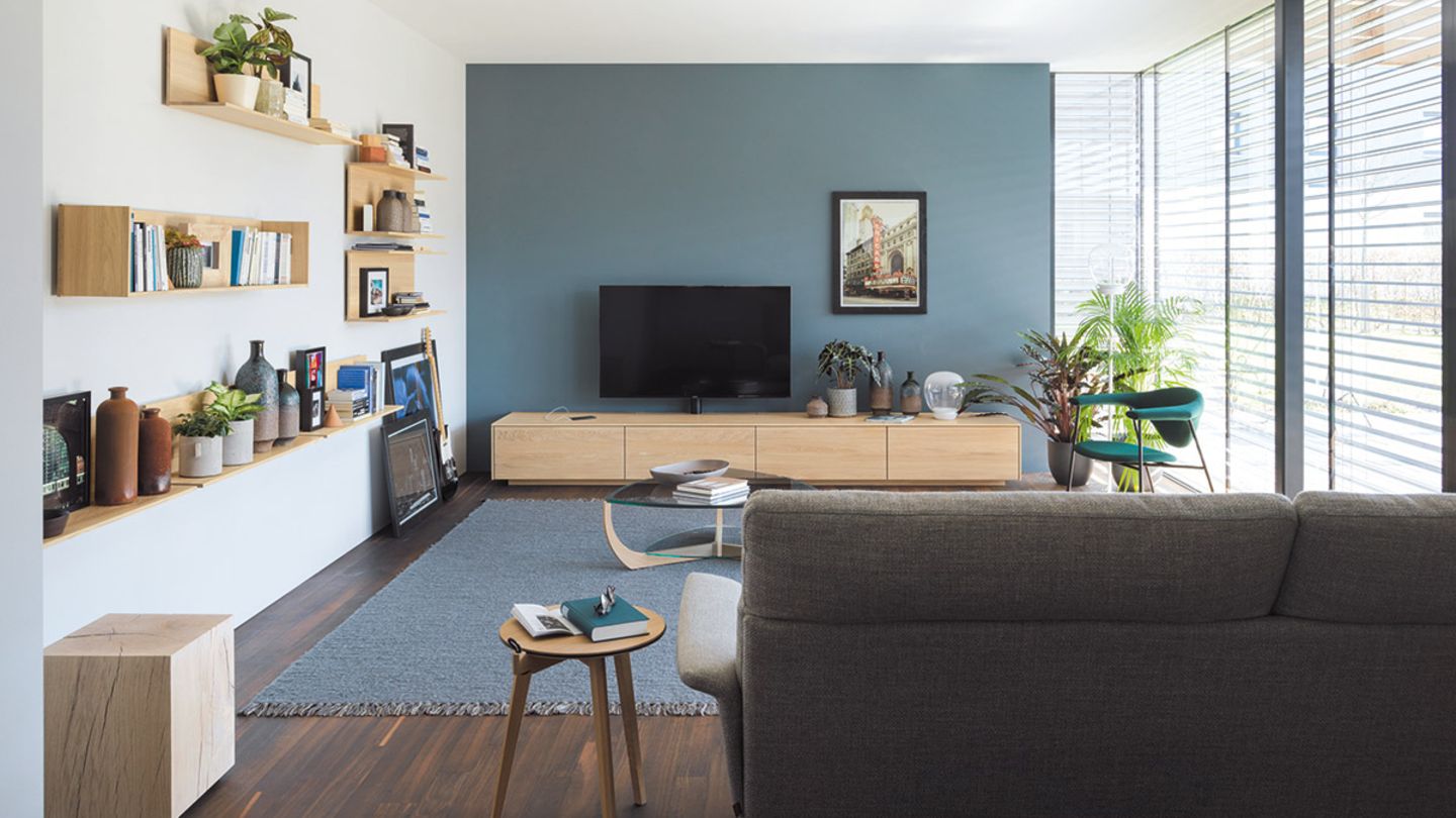 Stilvolle Wandgestaltung Wohnzimmer Fernsehwand Ebenbild