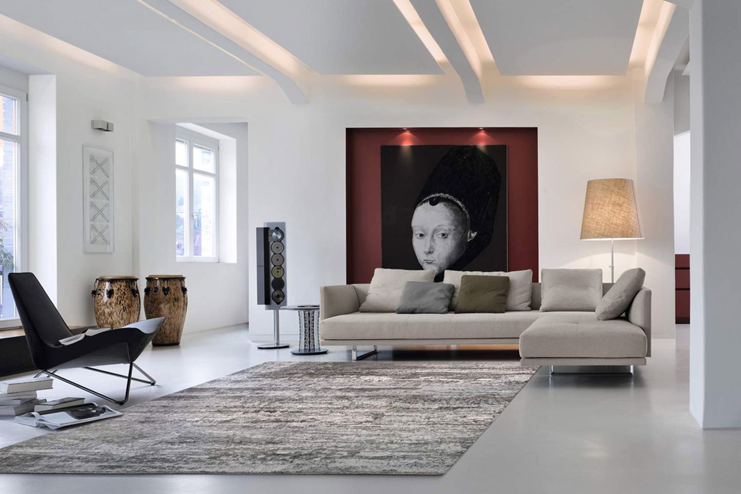 Ecksofa "Prime Time" von Walter Knoll in großem, modern eingerichtetem Wohnzimmer