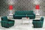 Wohnzimmer mit grünen Polstermöbeln von Bretz zu Beginn der 1970er Jahre