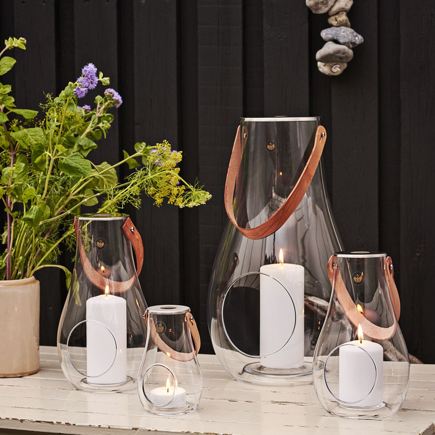 Windlichter "Design With Light" aus mundgeblasenem Glas und in drei unterschiedlichen Größen erhältlich