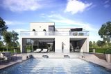 Fertighaus-Villa von Fertighaus Weiss mit Pool