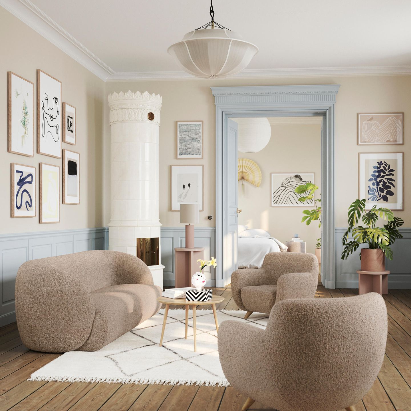 Kachelofen im Wohnzimmer