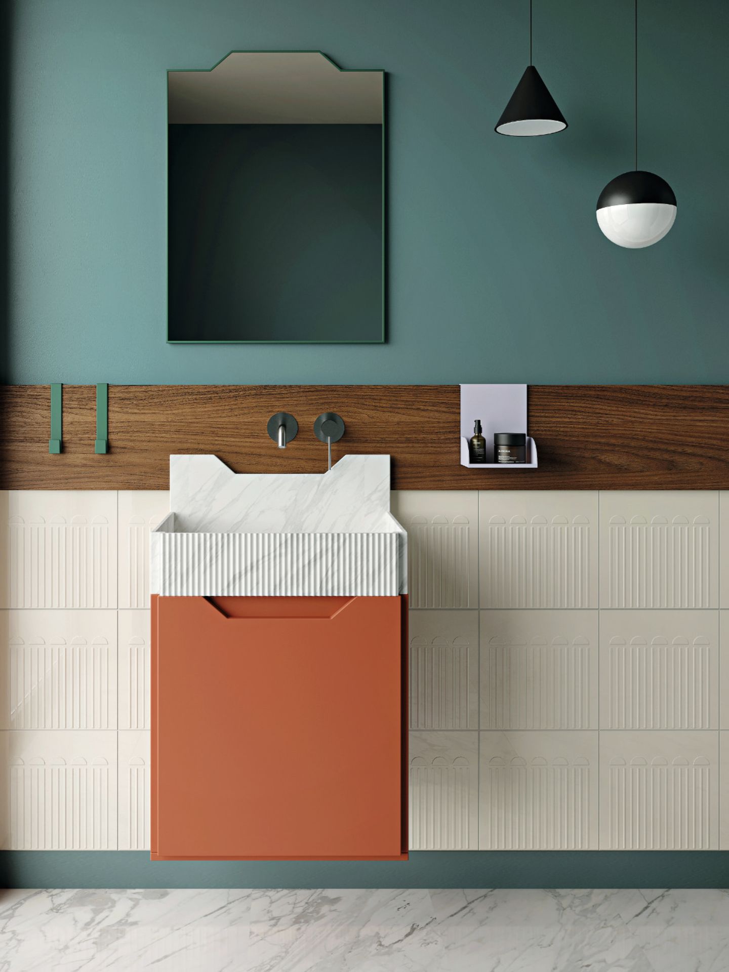 Von Pop-Art inspiriertes Badezimmer mit der Bad-Kollektion "Frieze" vom Architektenduo Marcante Testa