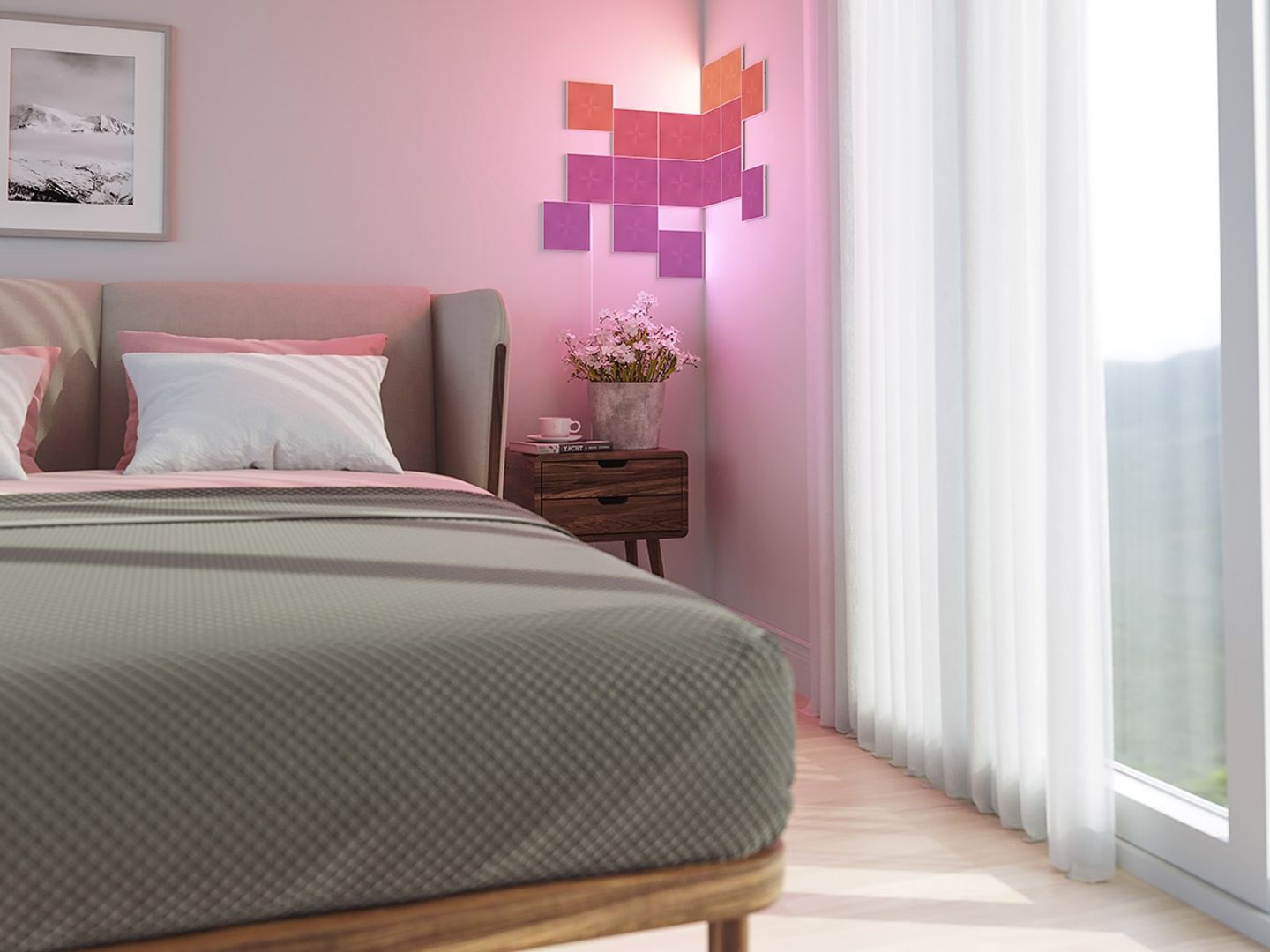 Smart Home im Schlafzimmer: LED-Kacheln "Canvas" von Nanoleaf