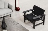 Sessel "Canvas Chair" von Børge Mogensen mit schwarzem Ledersitz