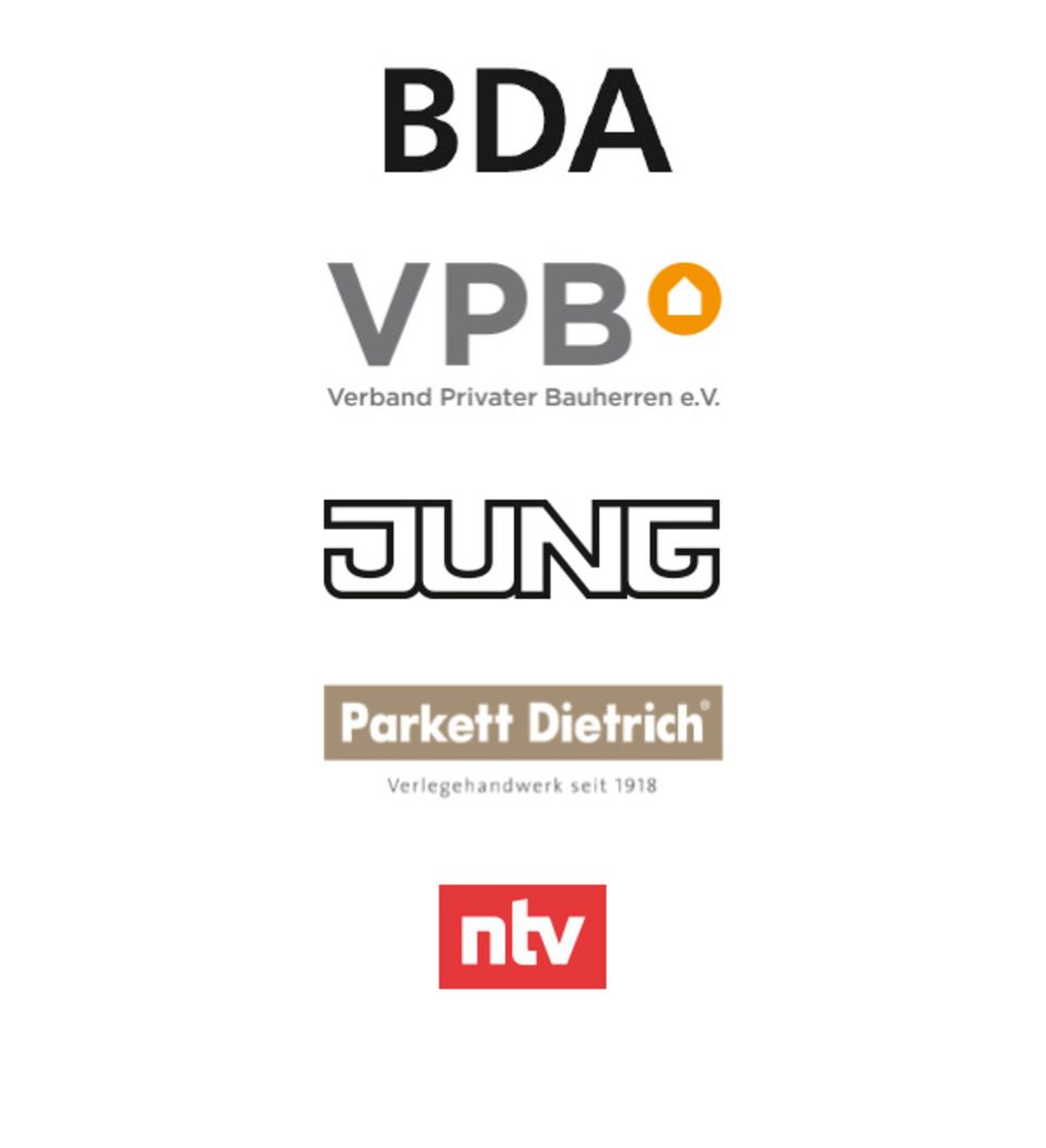 Zu unseren Partnern:    Bund Deutscher Architektinnen und Architekten (BDA)  JUNG  ntv  Verband Privater Bauherren e.V. (VPB)  Parkett Dietrich
