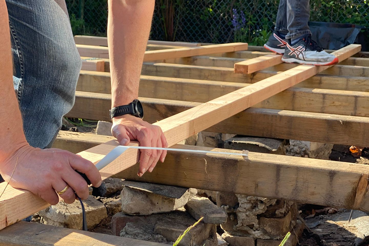 Terrassenunterkonstruktion einer Holzterrasse