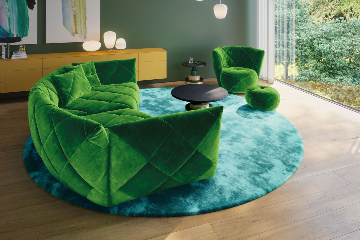 Farbstarke Sofas fürs Wohnzimmer