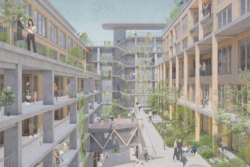 Rendering des Gröninger Hofs in Hamburg