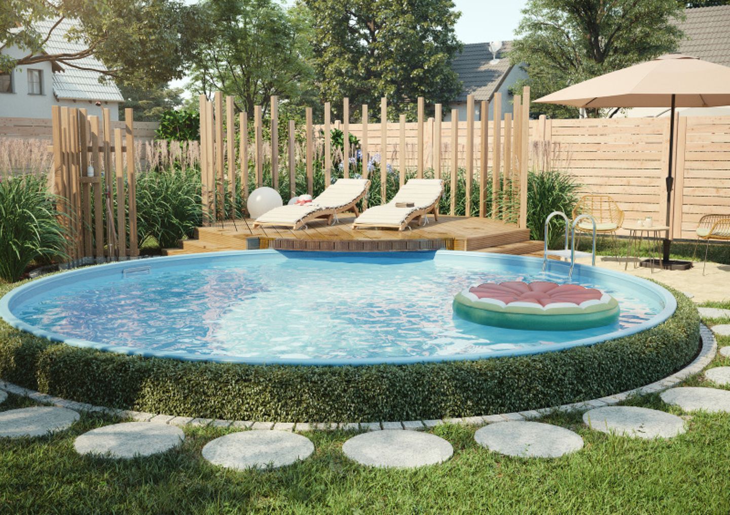 Pflanzen um den Pool platzieren - [SCHNER WOHNEN]