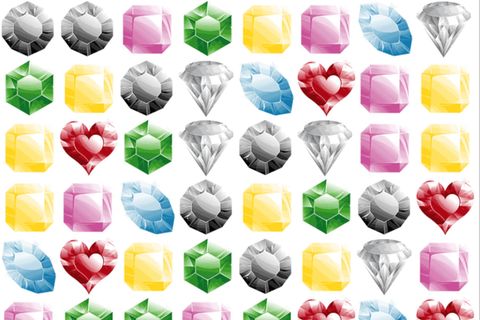 Screenshot des Spiels Jewelcase mit farbigen Diamanten in unterschiedlichen Formen