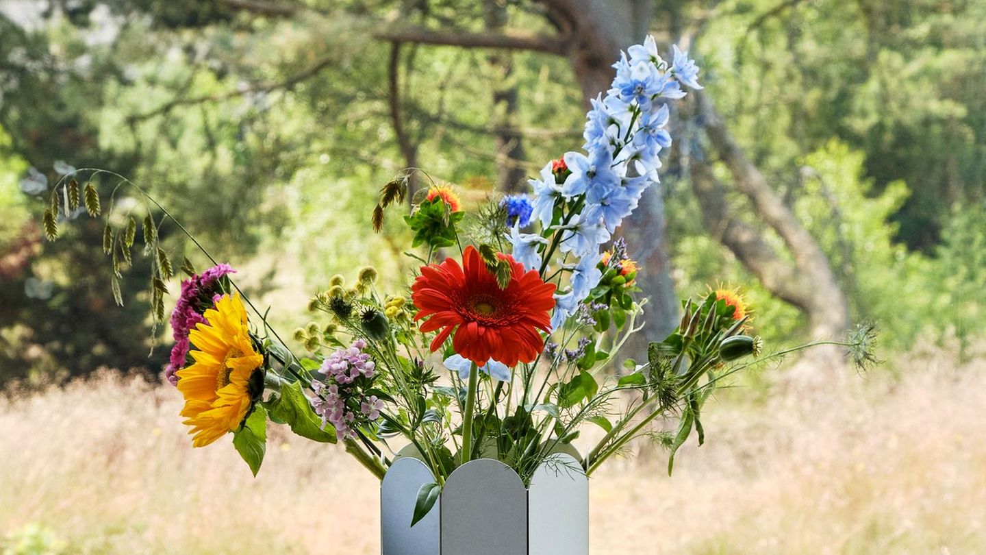 Besonders schmale, hohe Vase für einzelne Blüten oder Äste